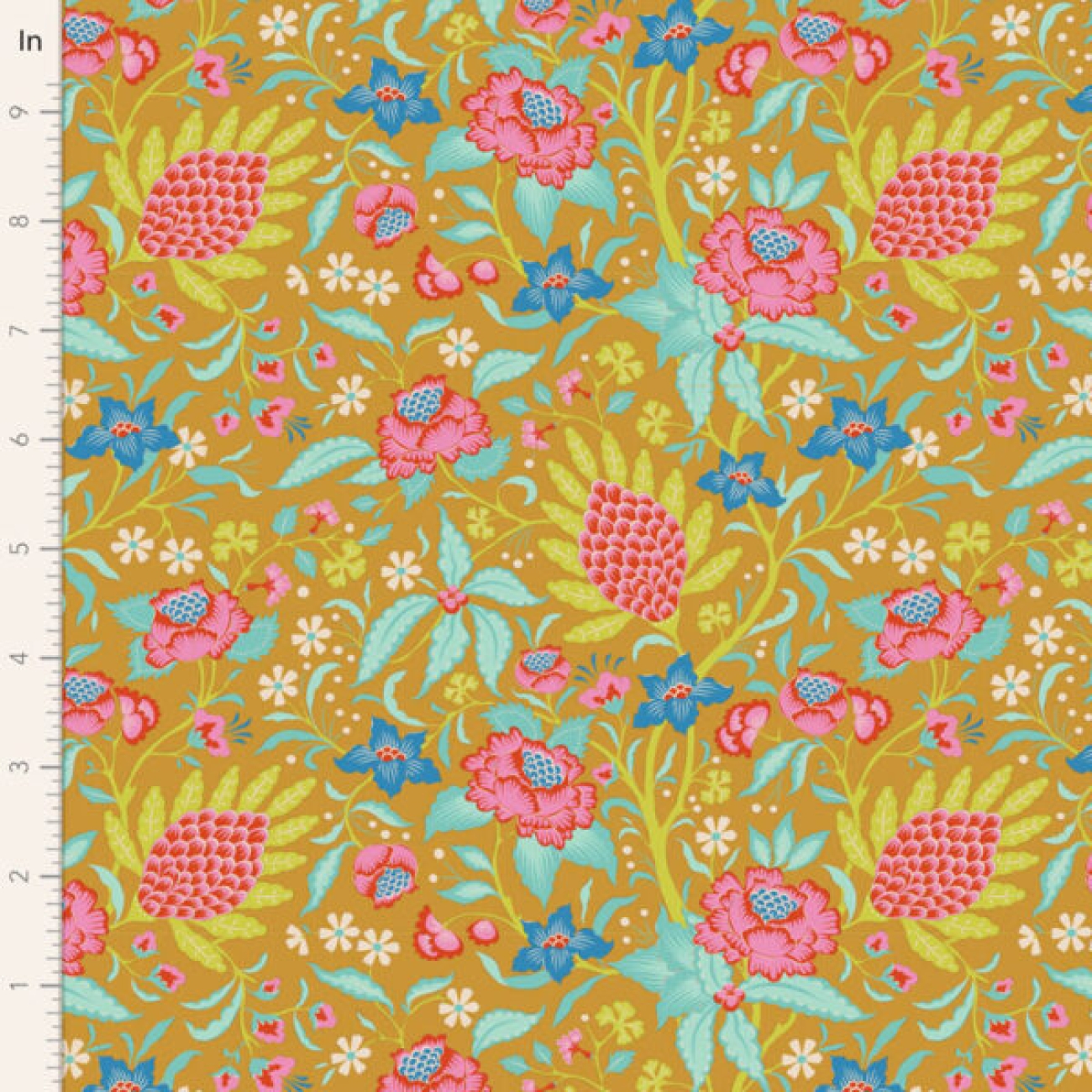 Tilda Patchwork Stoff Baumwolle - Bloomsville Flowertangle Mustard